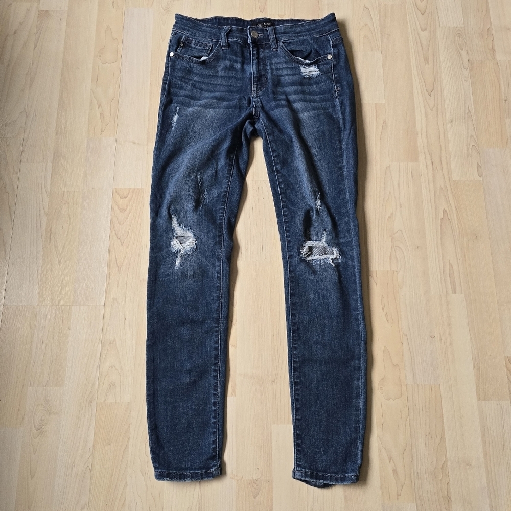 Judy Blue Distressed Skinny Jeans Size 7/28 - Picture 2 of 15